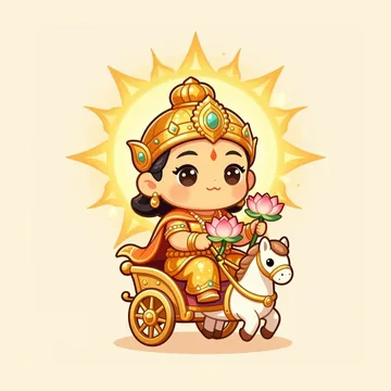 Cute illustration of Surya Dev